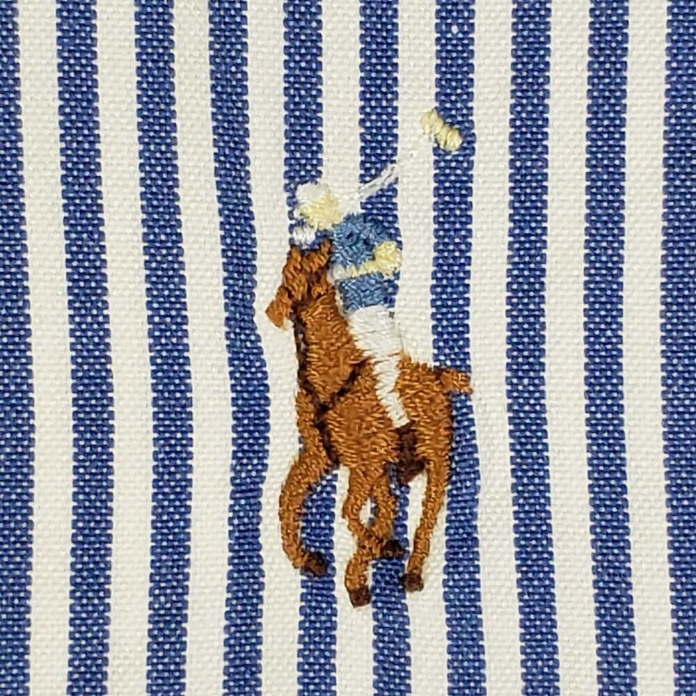 Polo Ralph Lauren Oxford Shirt Mens Size XXL LS Button Down Yarmouth Blue Stripe - Picture 6 of 9